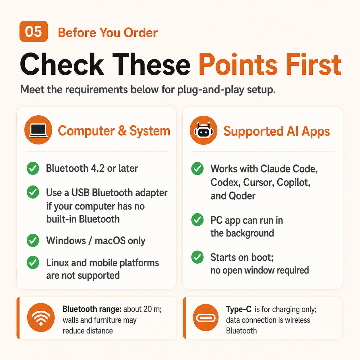 AI Signal Light order checklist for system support, setup, and charging notes